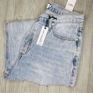 Nwt super high rise light wash denim straight leg jeans